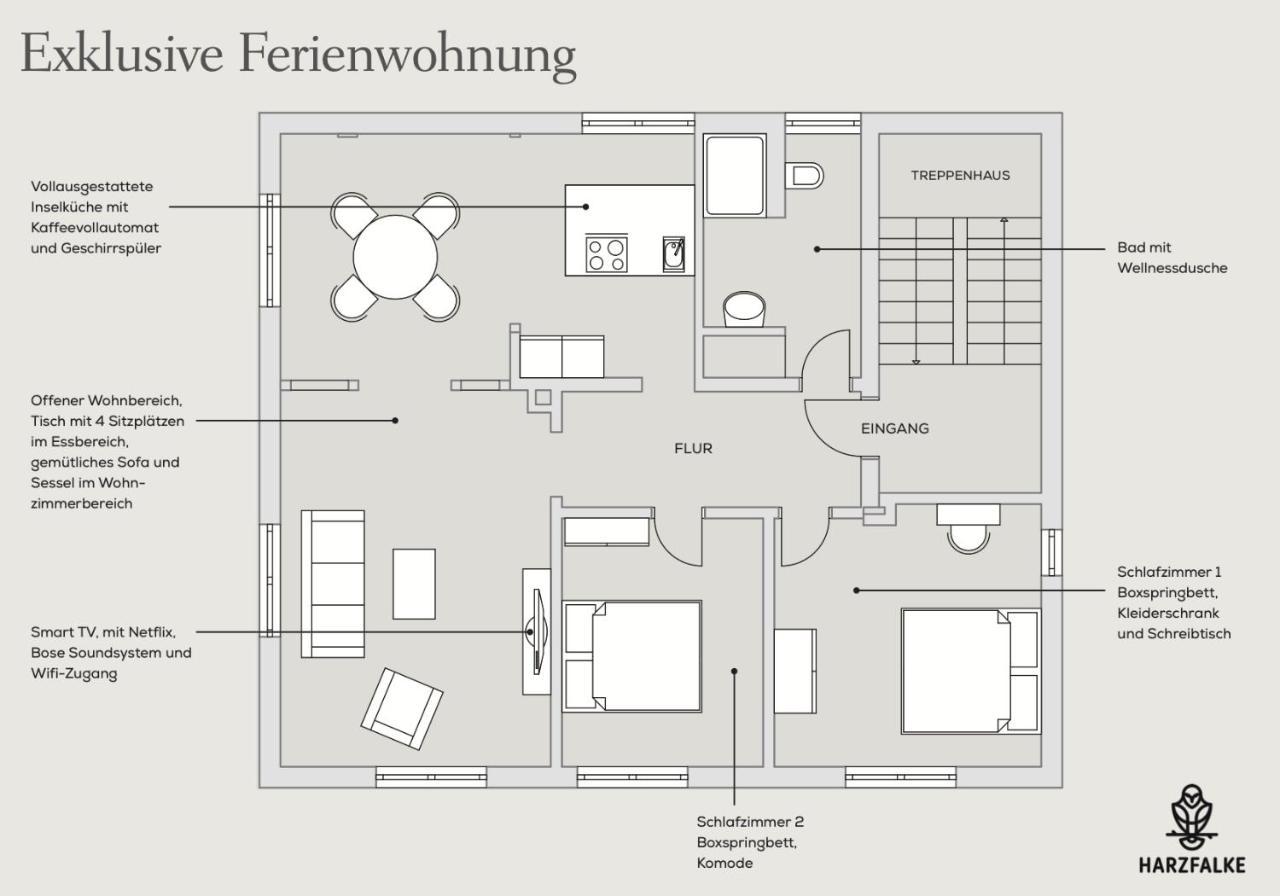 Harzfalke Apartment - Ankommen Und Wohlfuehlen. Wieda Eksteriør billede